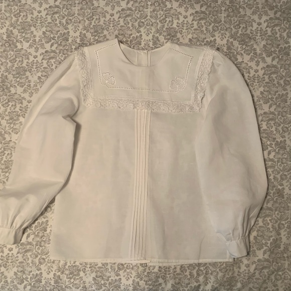 Vintage crisp linen pilgrim collar blouse - Picture 8 of 8